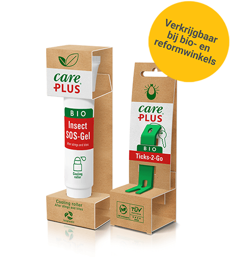 Biologische verzachtende gel en tekentang voor na de beet of steek Care Plus biologische producten voor behandeling na de insectenbeek