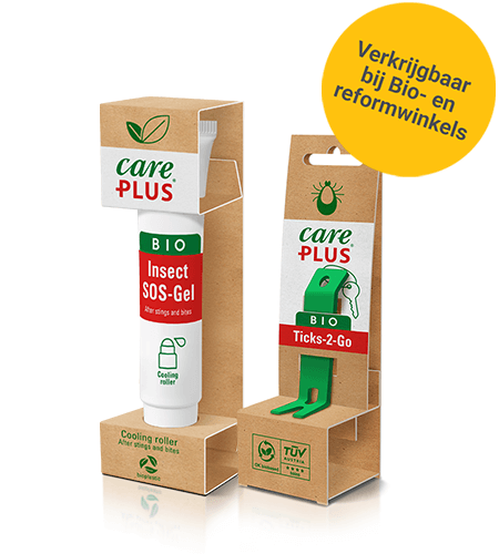 Biologische verzachtende gel en tekentang voor na de beet of steek Care Plus biologische producten voor behandeling na de insectenbeek