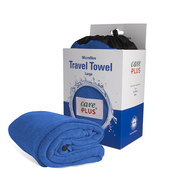 care plus travel towel groot blauw