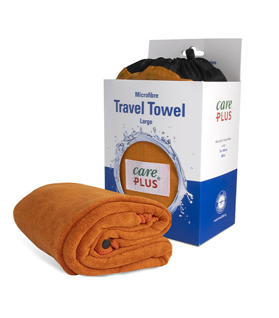 care plus travel towel groot oranje