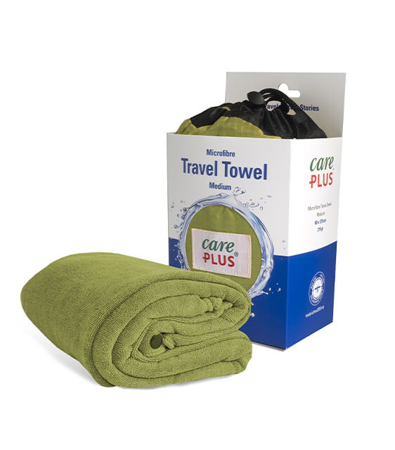care plus travel towel medium groen