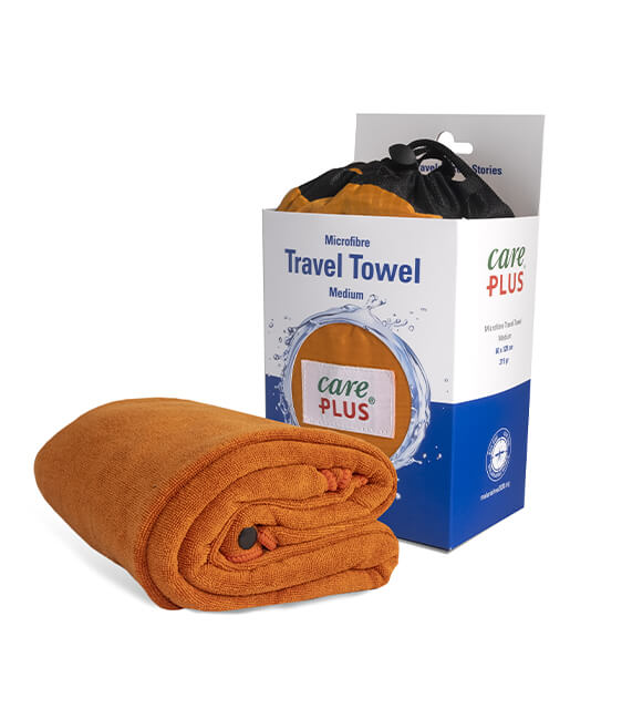 care plus travel towel medium oranje