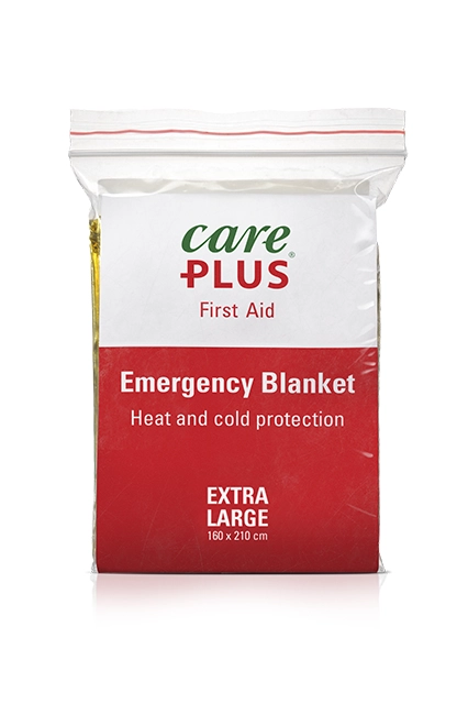 Care Plus® Emercency blanket protects against both cold and heat