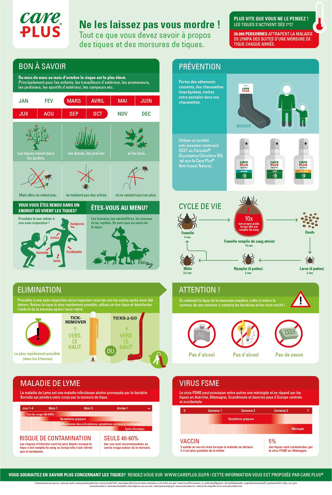 Care Plus® Tique Infographie Lisez tout sur les tiques dans cette infographie