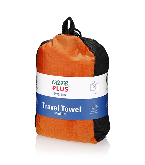 The compact and lightweight towels from Care Plus® are easy to take with you on a trip