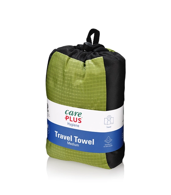 The compact and lightweight towels from Care Plus® are easy to take with you on a trip