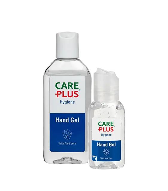 Care Plus reinigende handgel 100ml en 30ml. Ook zonder water en zeep schone handen