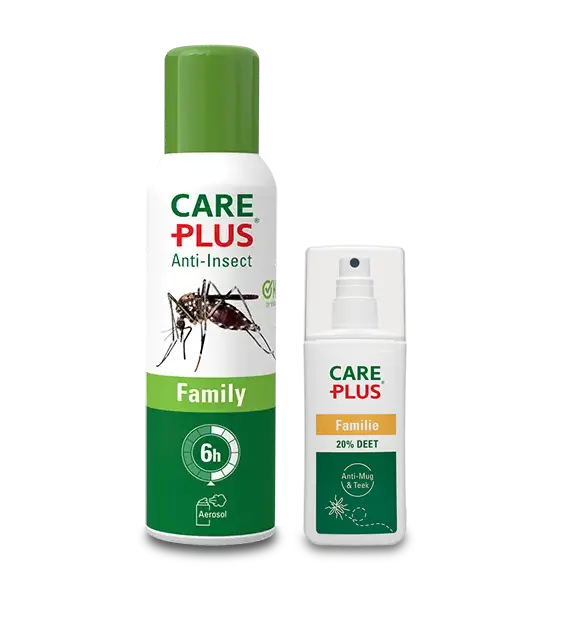 Care Plus Insektenschutz-Familienspray (Aerosol und 20% Spray). Schutz vor Mücken und Zecken ohne DEET.