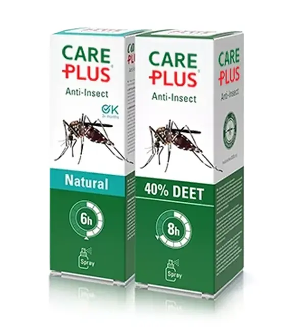 Care Plus Anti-Insect DEET en Natural. Beste bescherming tegen muggen en teken.